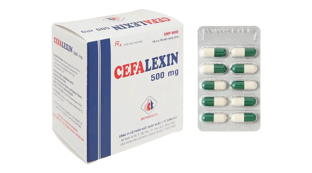Cefalexin 500mg DMC (H/100v) – Cephalosporin thế hệ 1, điều trị nhiễm khuẩn đường hô hấp, tiết niệu, da & xương hiệu quả